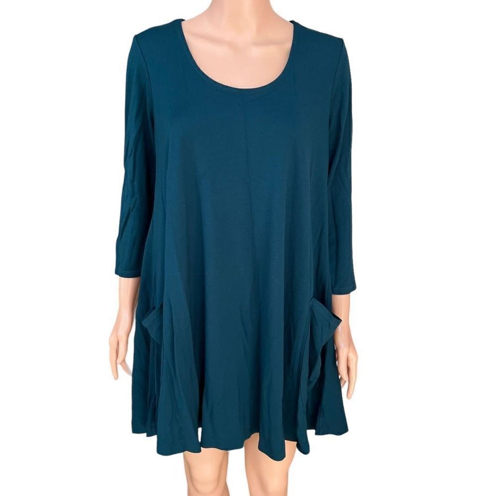 Sharagano Women’s Dress teal color size 8 2 front pockets